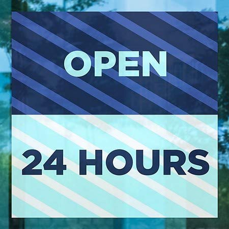 CGSignLab | פתוח 24 שעות -חלון כחול נצמד | 24 x24